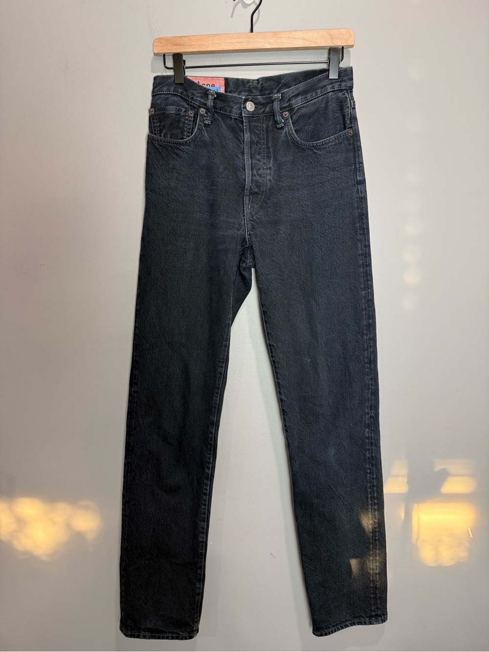 Acne Studios 1997 Black Overdye Straight Leg Jeans Size 27/34